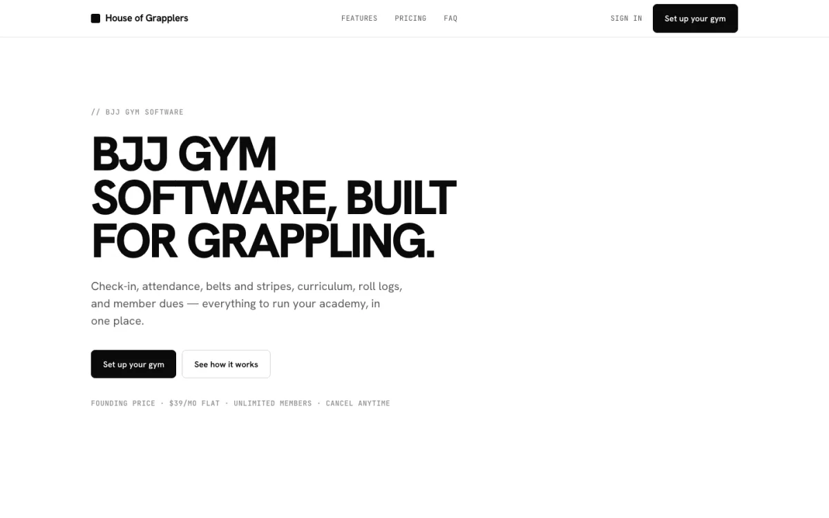 House of Grapplers — a website built by Dang